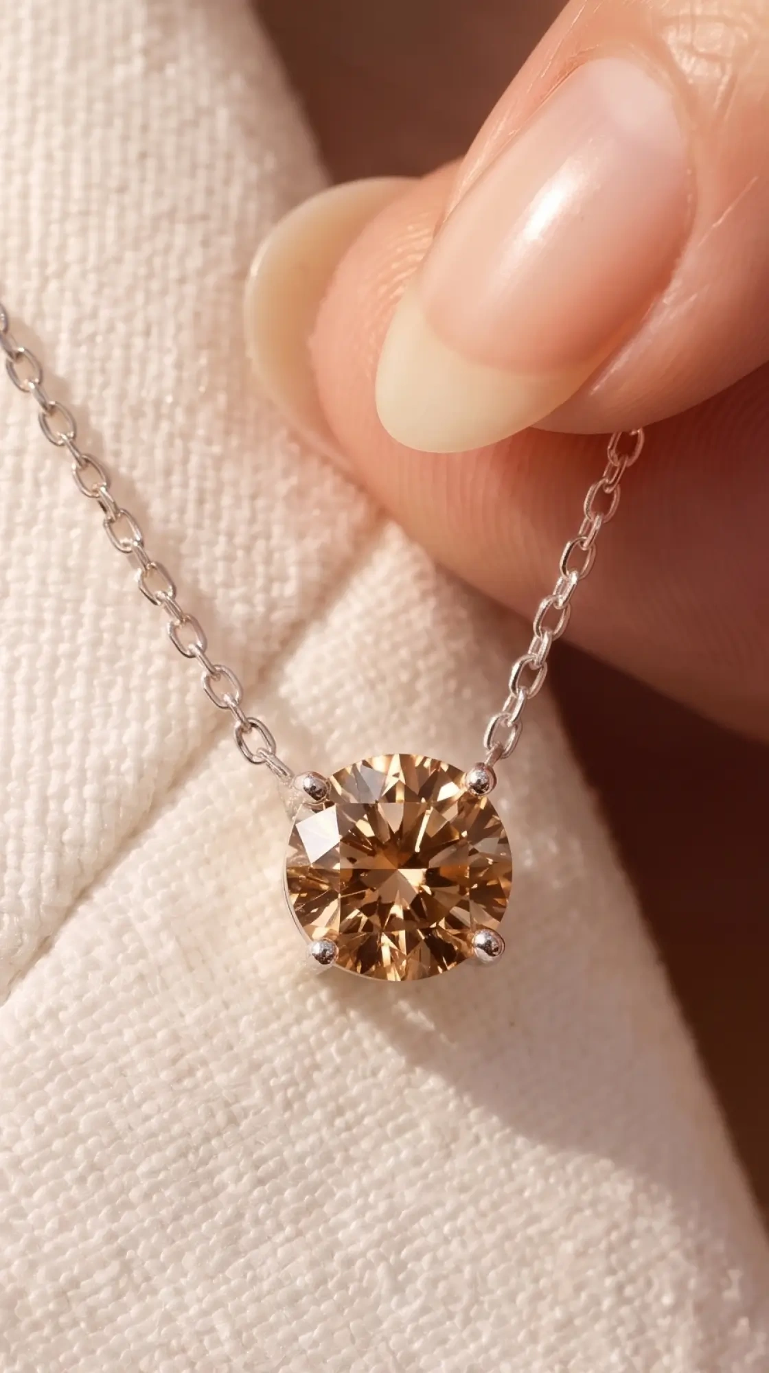 Lluvia Round Solitaire Necklace