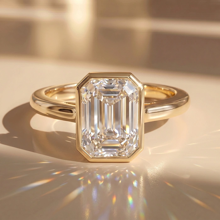 Platinum emerald engagement ring