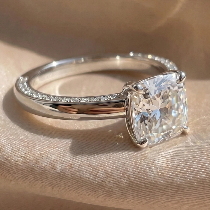 Cushion solitaire engagement ring