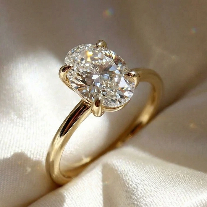 Oval solitaire engagement ring