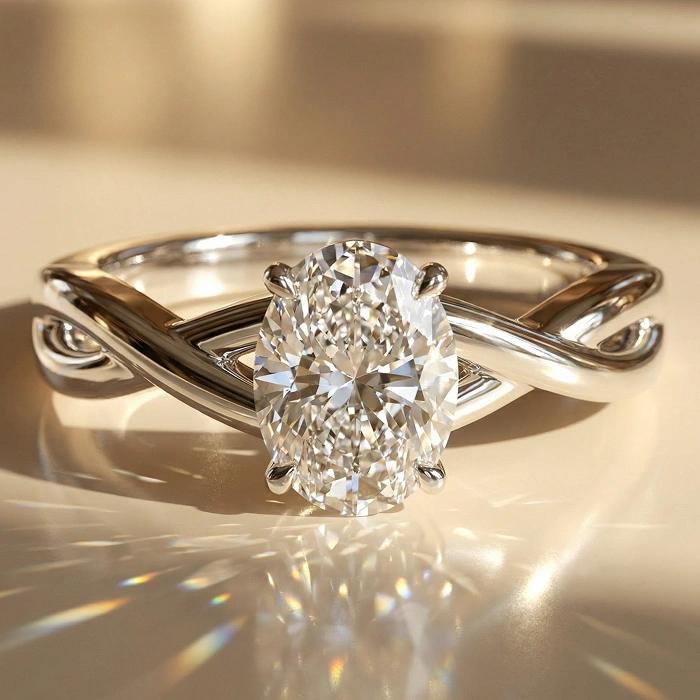 Platinum oval engagement ring