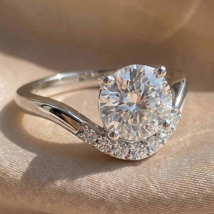 Platinum round engagement ring